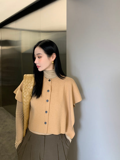 Fitted Long Sleeve Base Layer + Knitted Shawl Vest Set