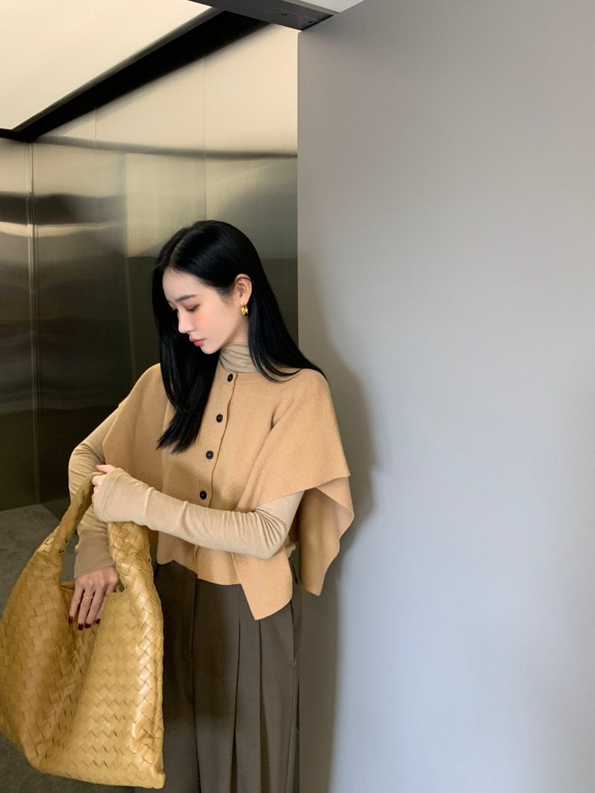 Fitted Long Sleeve Base Layer + Knitted Shawl Vest Set