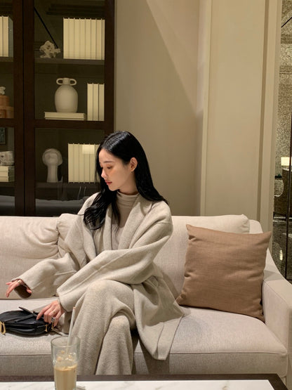 收腰顯瘦雙面呢子大衣