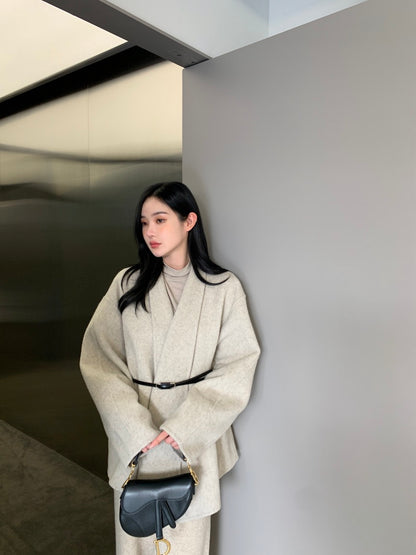 收腰顯瘦雙面呢子大衣