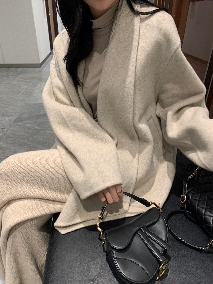 收腰顯瘦雙面呢子大衣