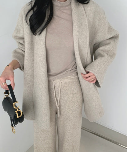 收腰顯瘦雙面呢子大衣