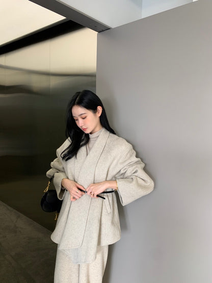 收腰顯瘦雙面呢子大衣