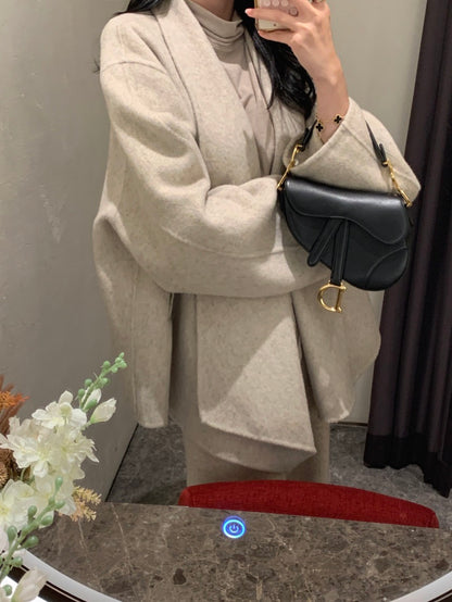 收腰顯瘦雙面呢子大衣