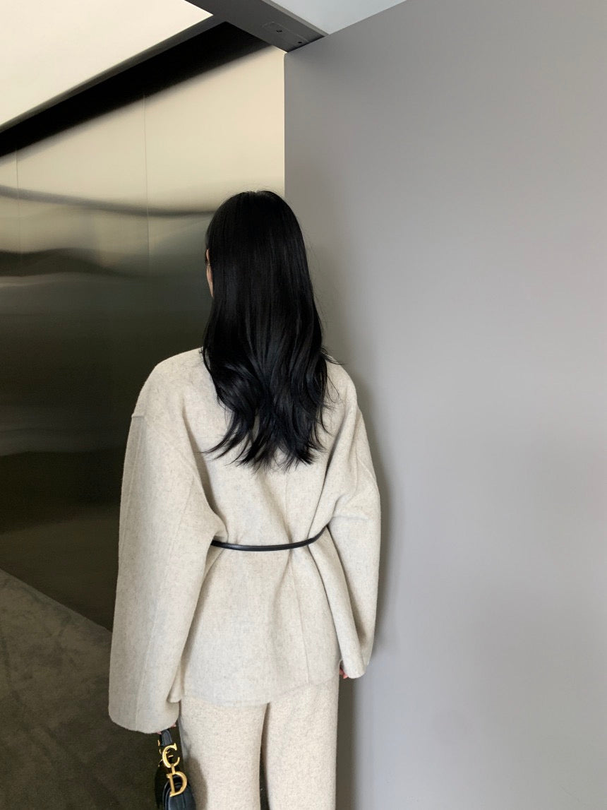 收腰顯瘦雙面呢子大衣