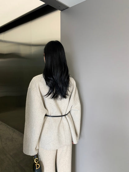 收腰顯瘦雙面呢子大衣