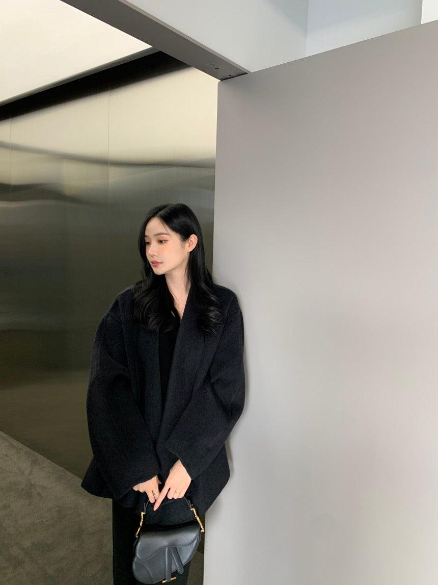 收腰顯瘦雙面呢子大衣