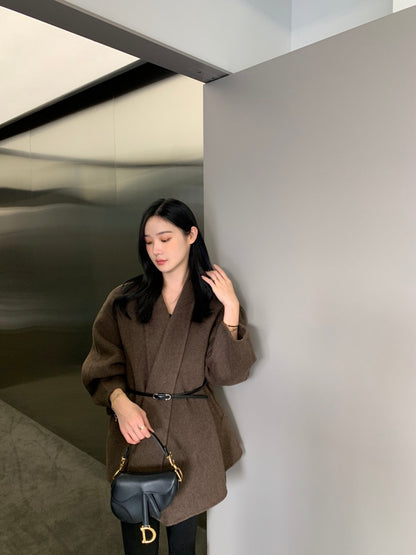 收腰顯瘦雙面呢子大衣