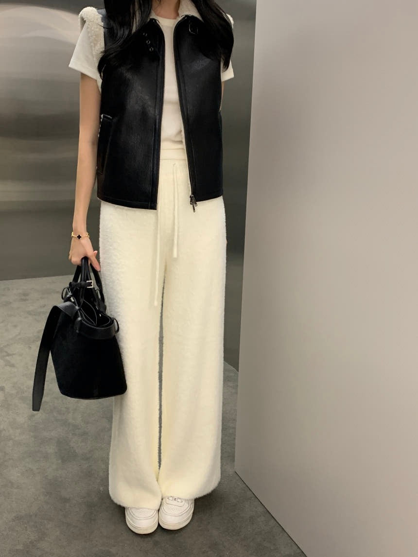 翻領皮毛機車馬甲