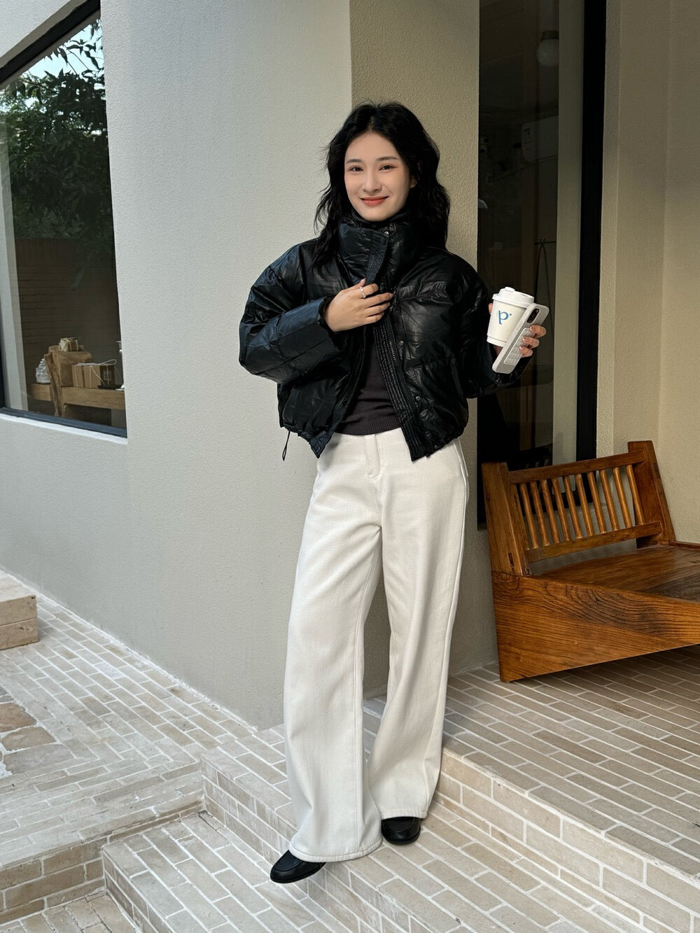 Vintage Glossy Stand Collar Down Jacket