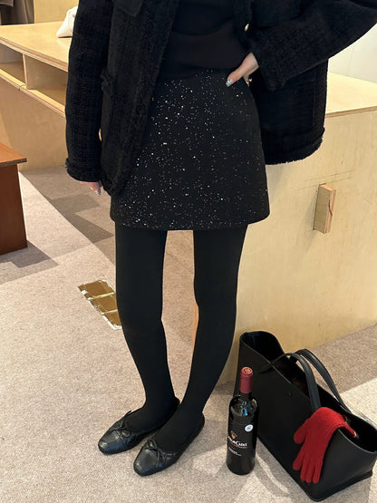 Meticulously Crafted Sequin Slimming A-Line Skirt