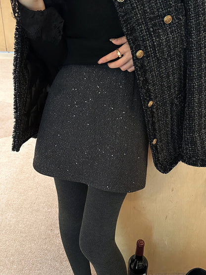 Meticulously Crafted Sequin Slimming A-Line Skirt