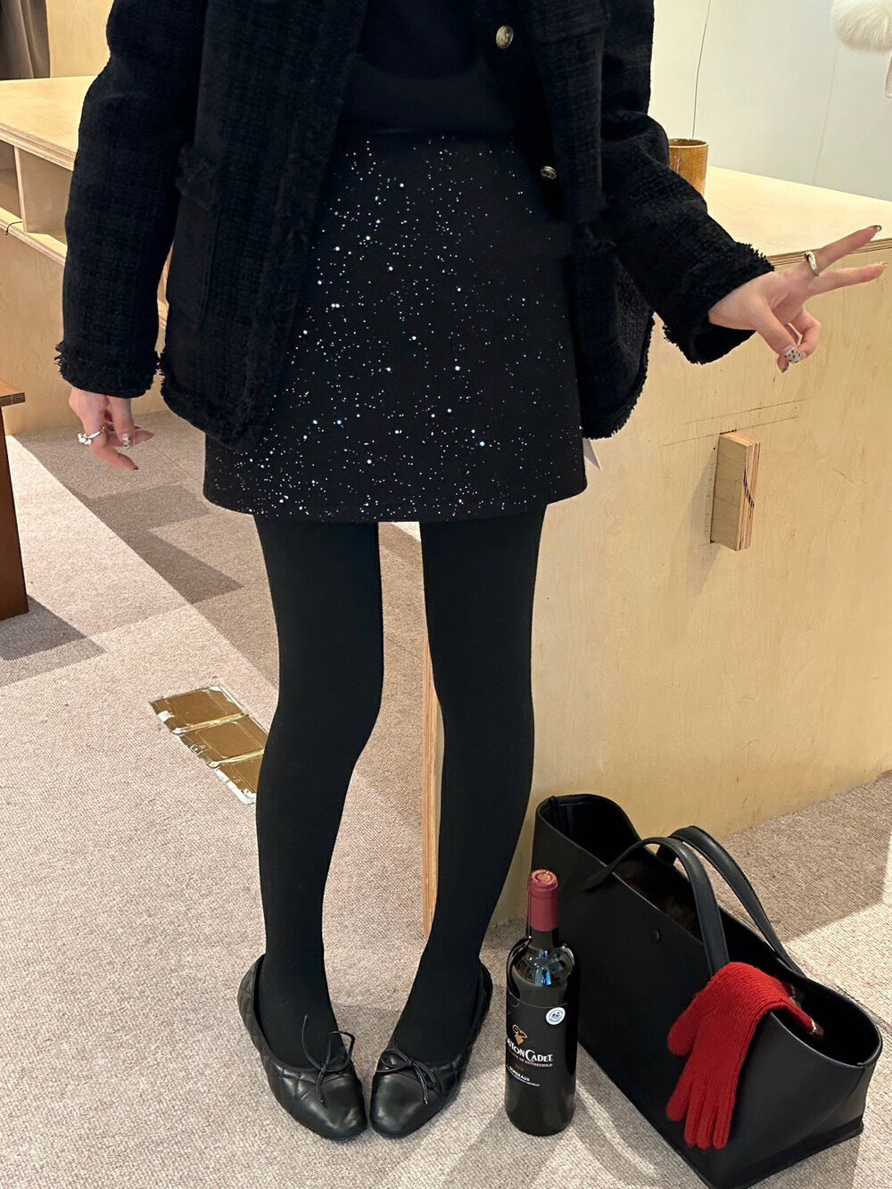 Meticulously Crafted Sequin Slimming A-Line Skirt