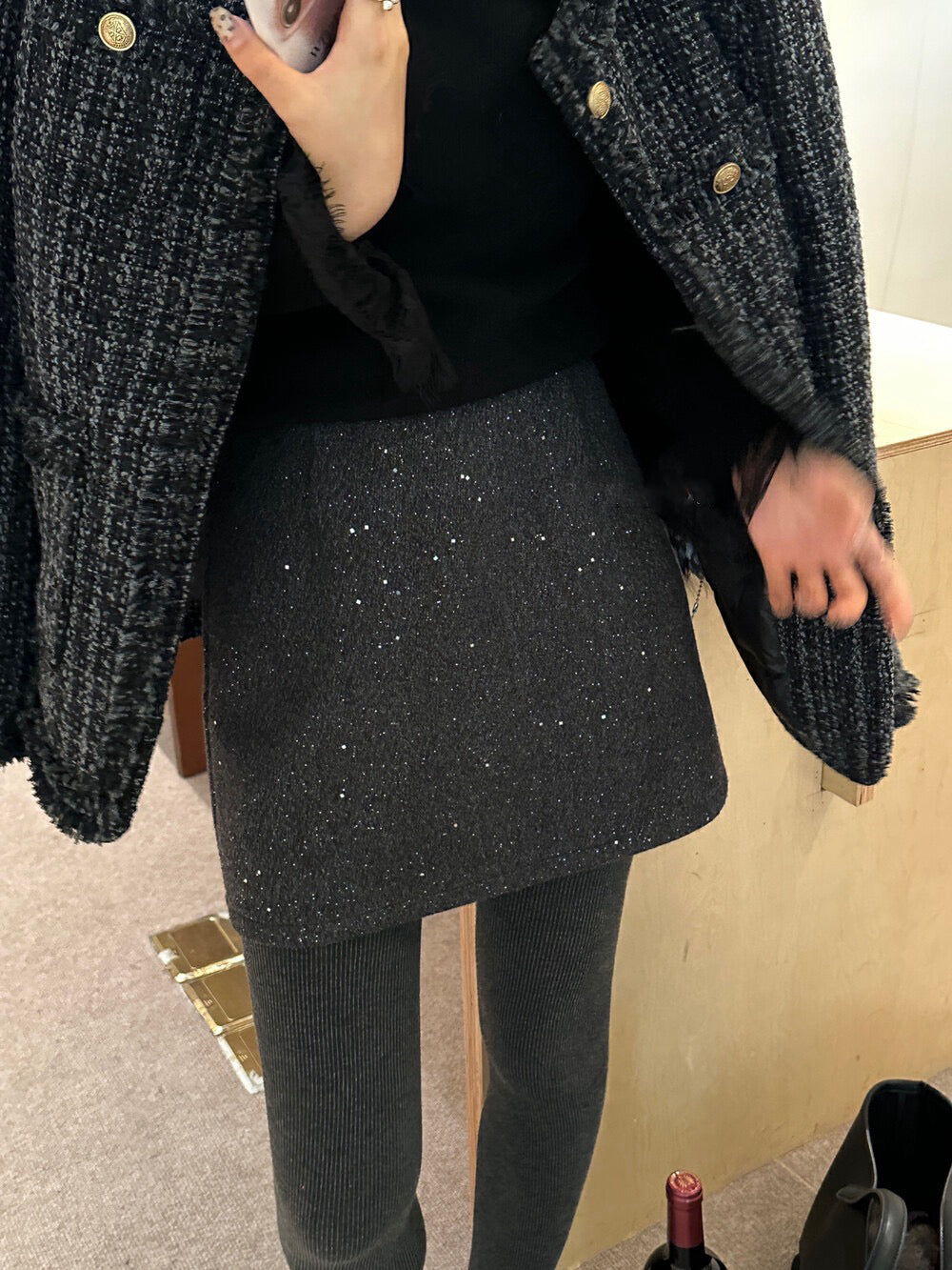 Meticulously Crafted Sequin Slimming A-Line Skirt