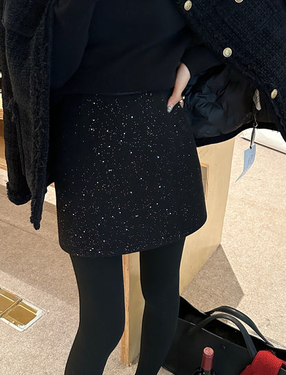 Meticulously Crafted Sequin Slimming A-Line Skirt
