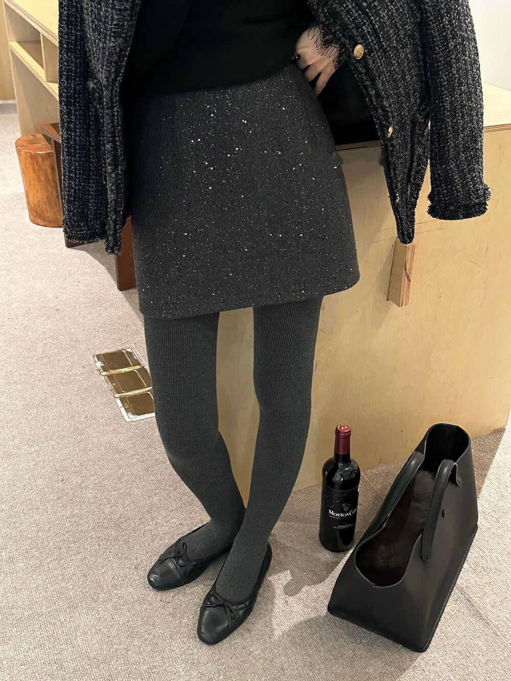 Meticulously Crafted Sequin Slimming A-Line Skirt