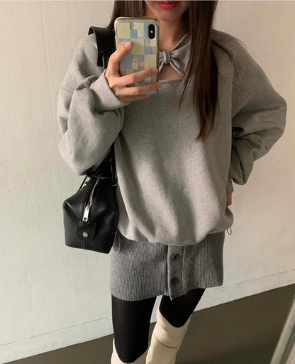 Butterfly Bow Cutout Sweatshirt