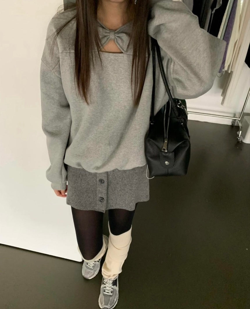 Butterfly Bow Cutout Sweatshirt
