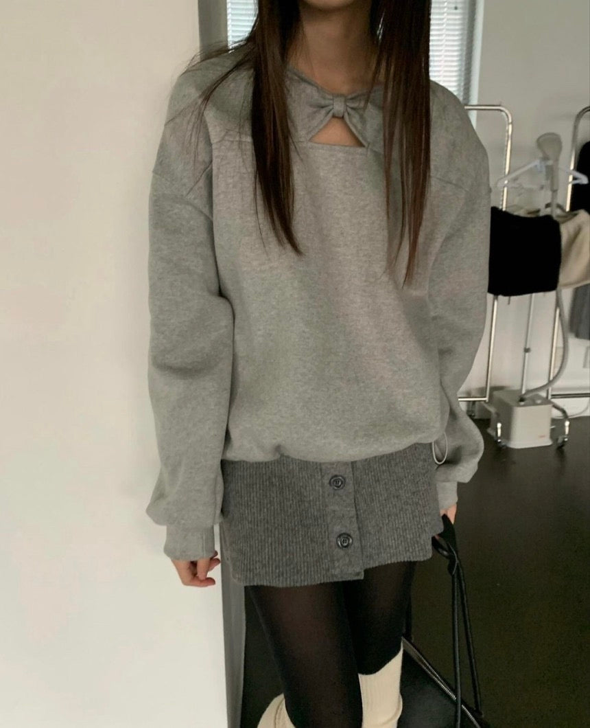 Butterfly Bow Cutout Sweatshirt