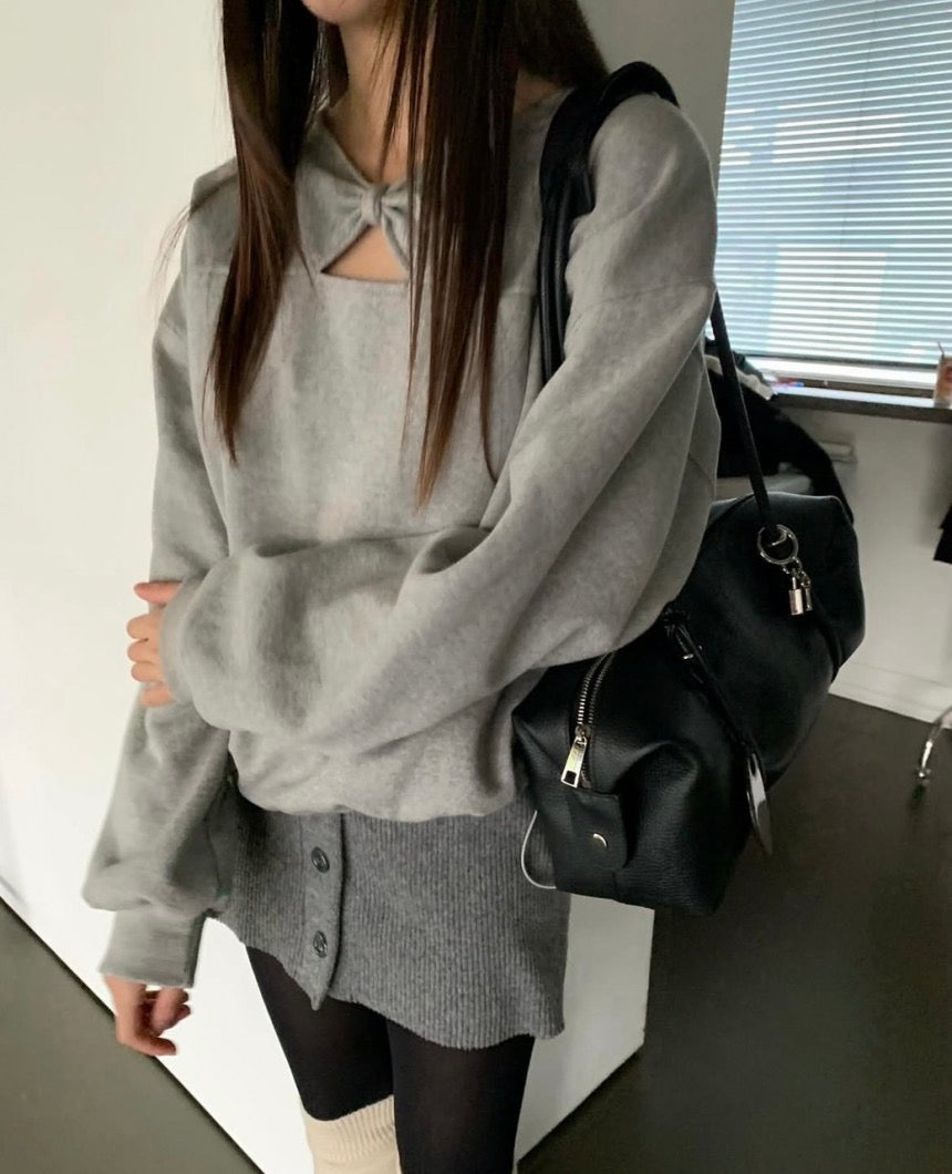Butterfly Bow Cutout Sweatshirt