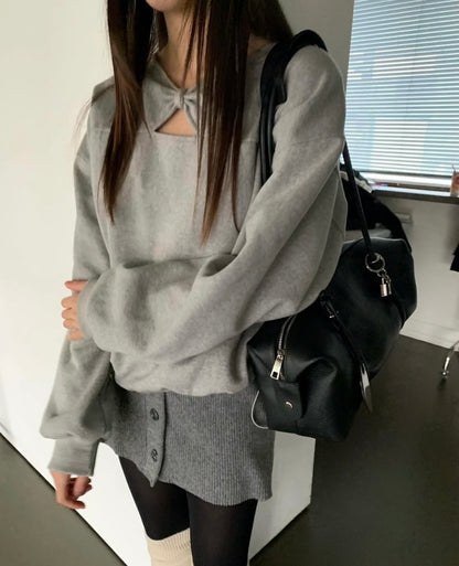 Butterfly Bow Cutout Sweatshirt