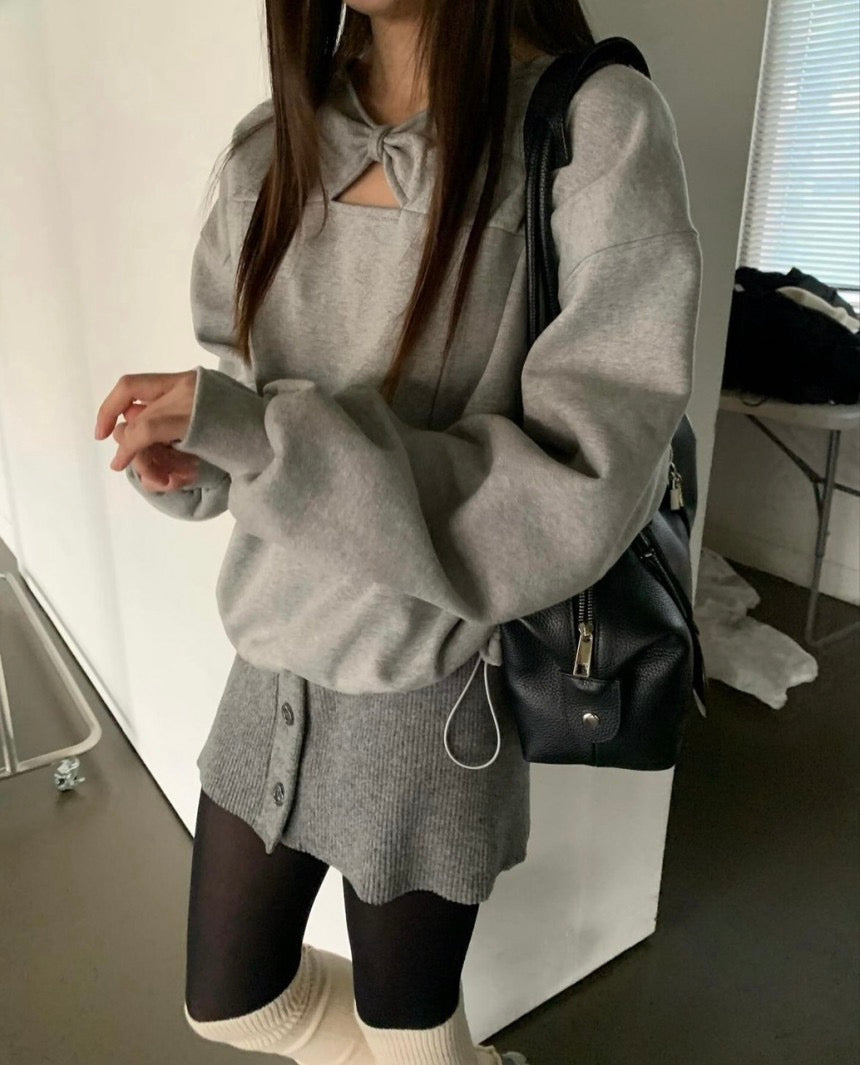 Butterfly Bow Cutout Sweatshirt