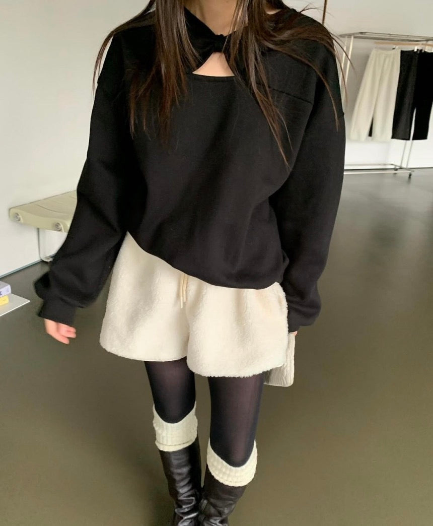Butterfly Bow Cutout Sweatshirt
