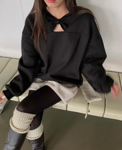 Butterfly Bow Cutout Sweatshirt