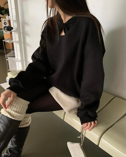 Butterfly Bow Cutout Sweatshirt