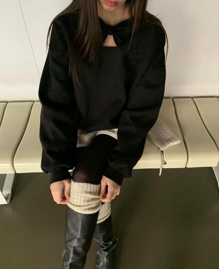 Butterfly Bow Cutout Sweatshirt