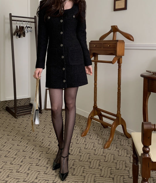 Chanel-style Single-breasted Dress