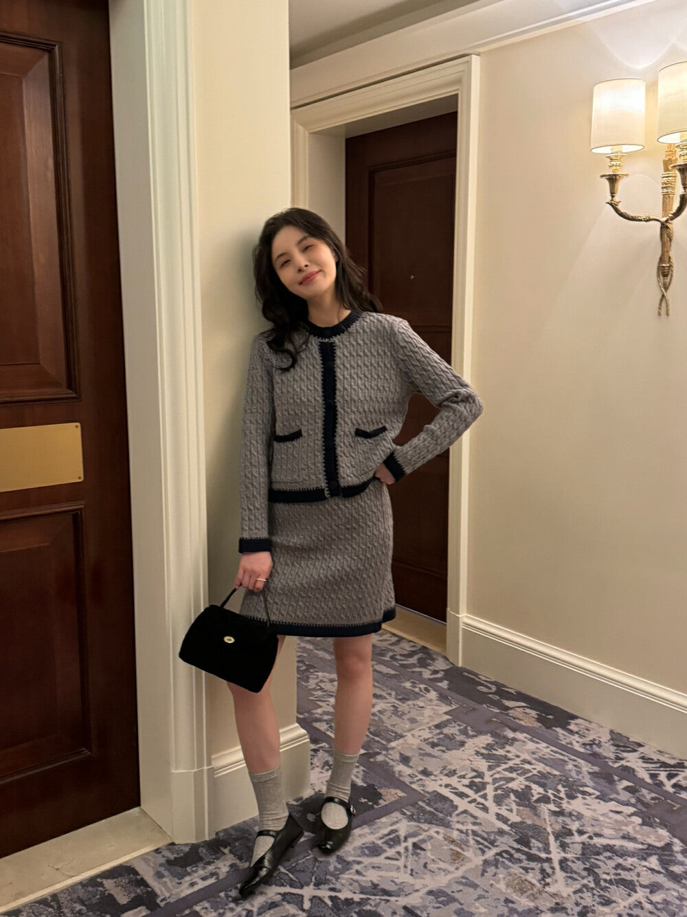 シャネル　フリルニット　カーディガン　04P 42 透かし編み　黒 シャネルフリルニットカーディガン04P 42 透かし編み黒