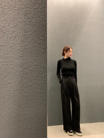 Irregular Neck Long Sleeve Knitted Top