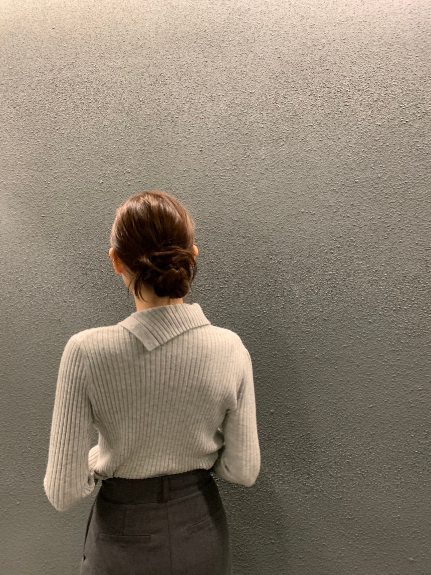 Irregular Neck Long Sleeve Knitted Top