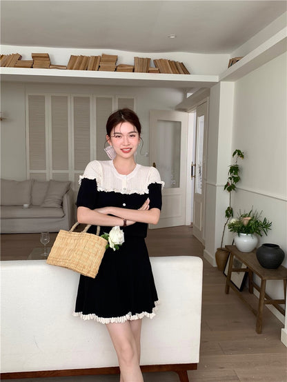 小香風針織top+短裙set