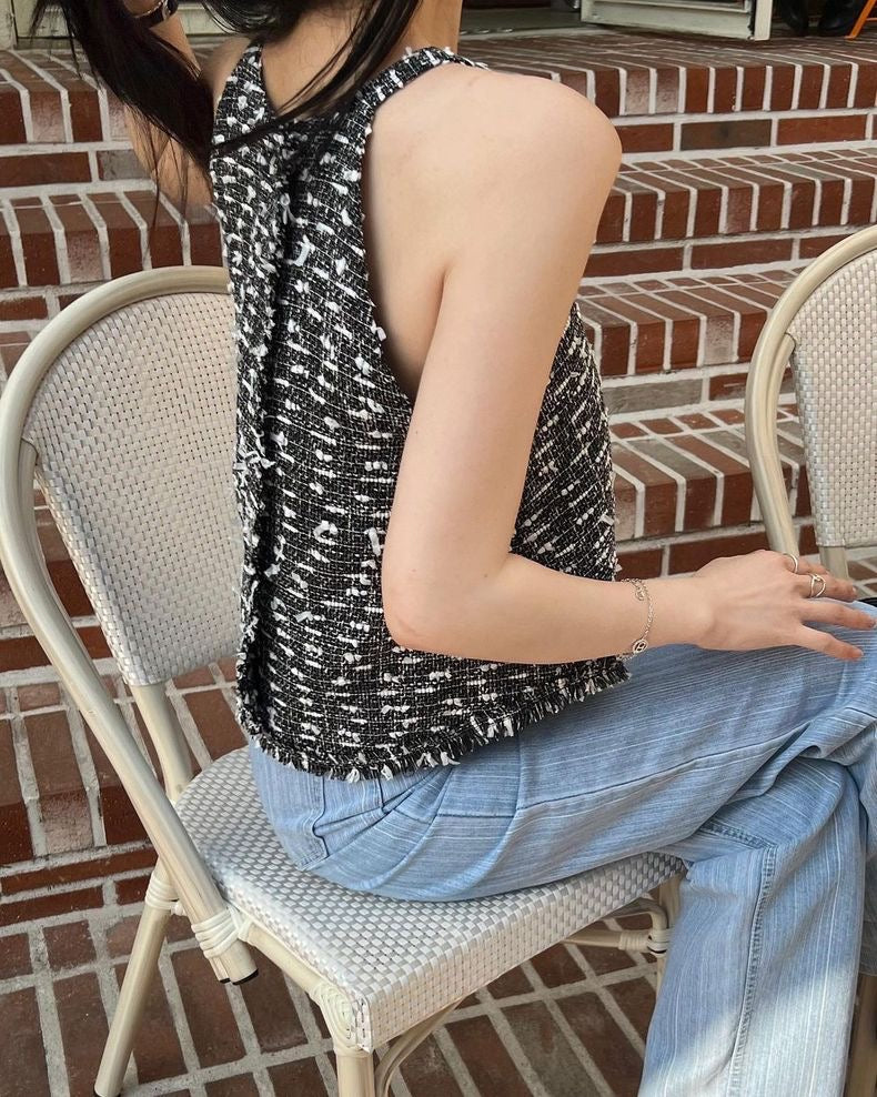 Halter Neck Fringe Vest