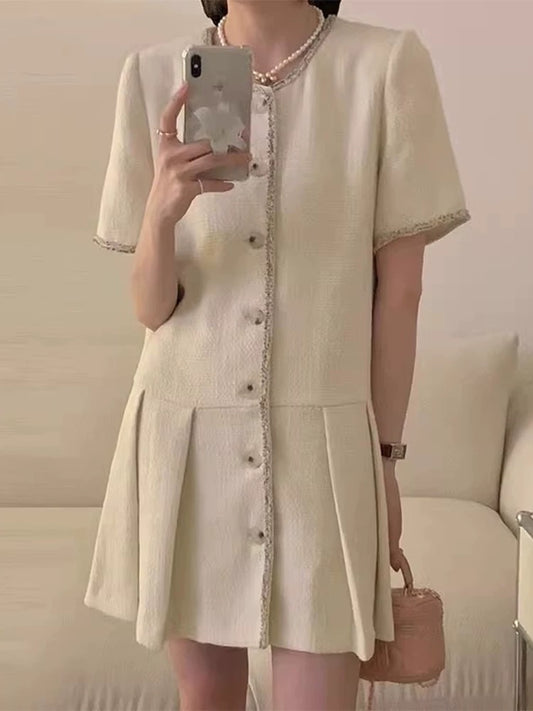 Fringed Pleated Dress with Tassels