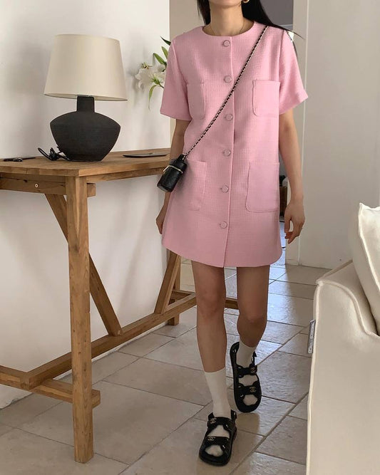 Solid Color Little Chanel Style Dress
