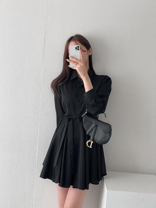 綁帶恤衫連身裙