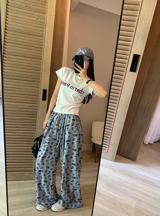 Korean-style round neck top