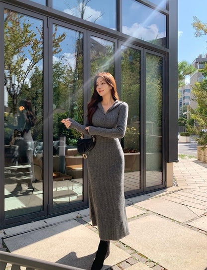 Hooded Slim-Fit Bodycon Dress