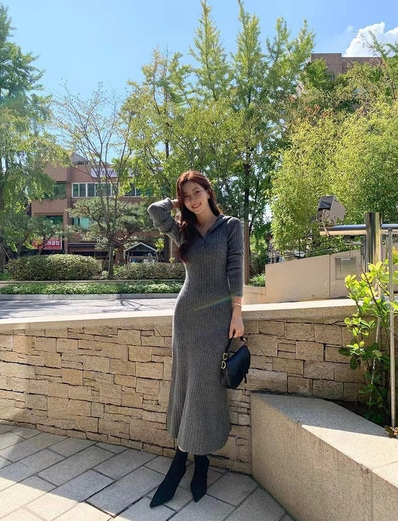 Hooded Slim-Fit Bodycon Dress