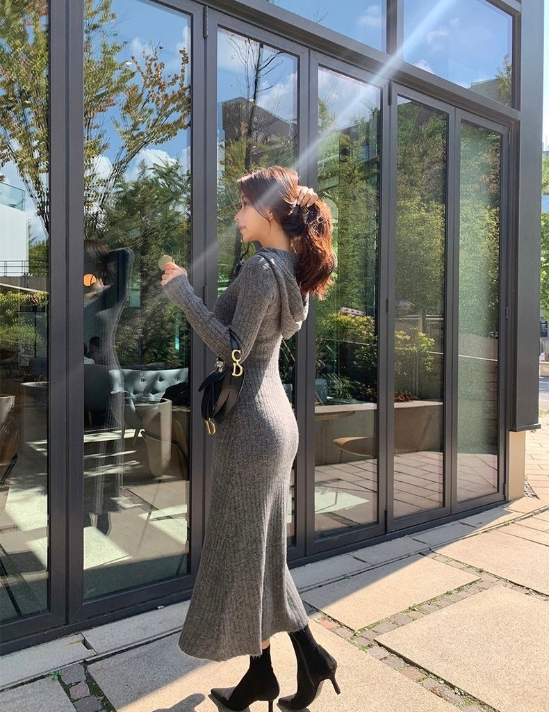 Hooded Slim-Fit Bodycon Dress