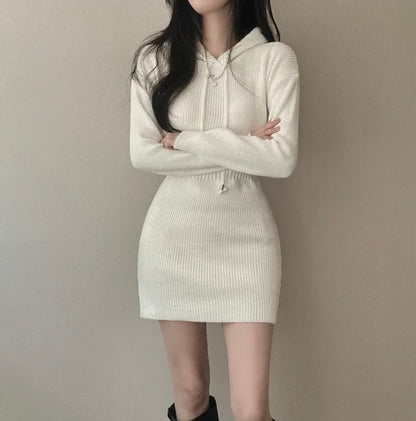 Hooded Bodycon Waist-cinching Dress