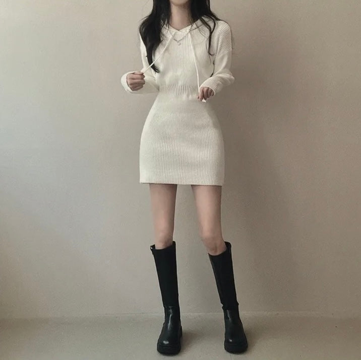 Hooded Bodycon Waist-cinching Dress