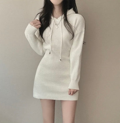 Hooded Bodycon Waist-cinching Dress