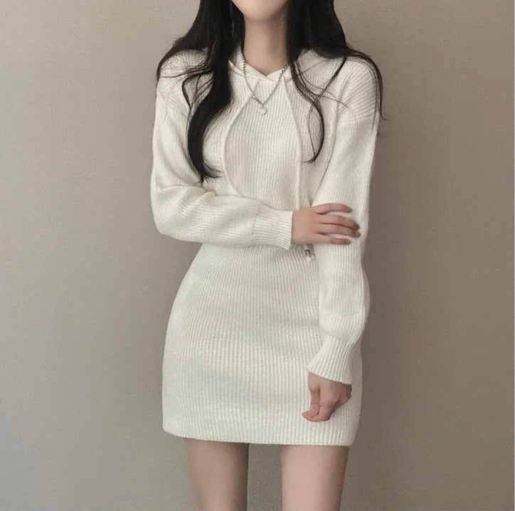 Hooded Bodycon Waist-cinching Dress