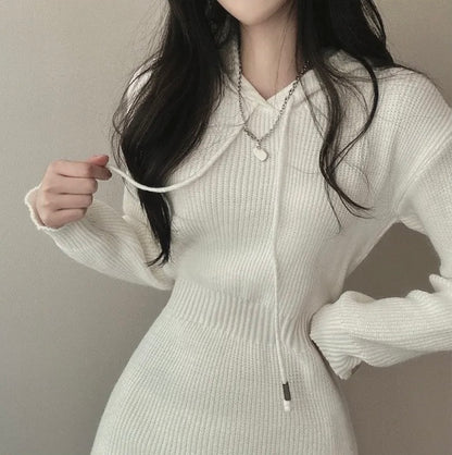 Hooded Bodycon Waist-cinching Dress