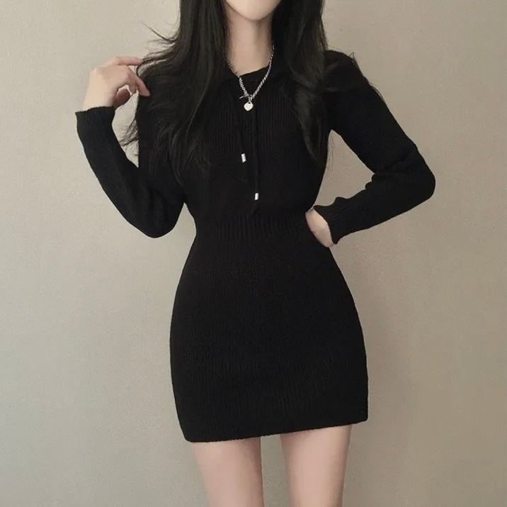 Hooded Bodycon Waist-cinching Dress