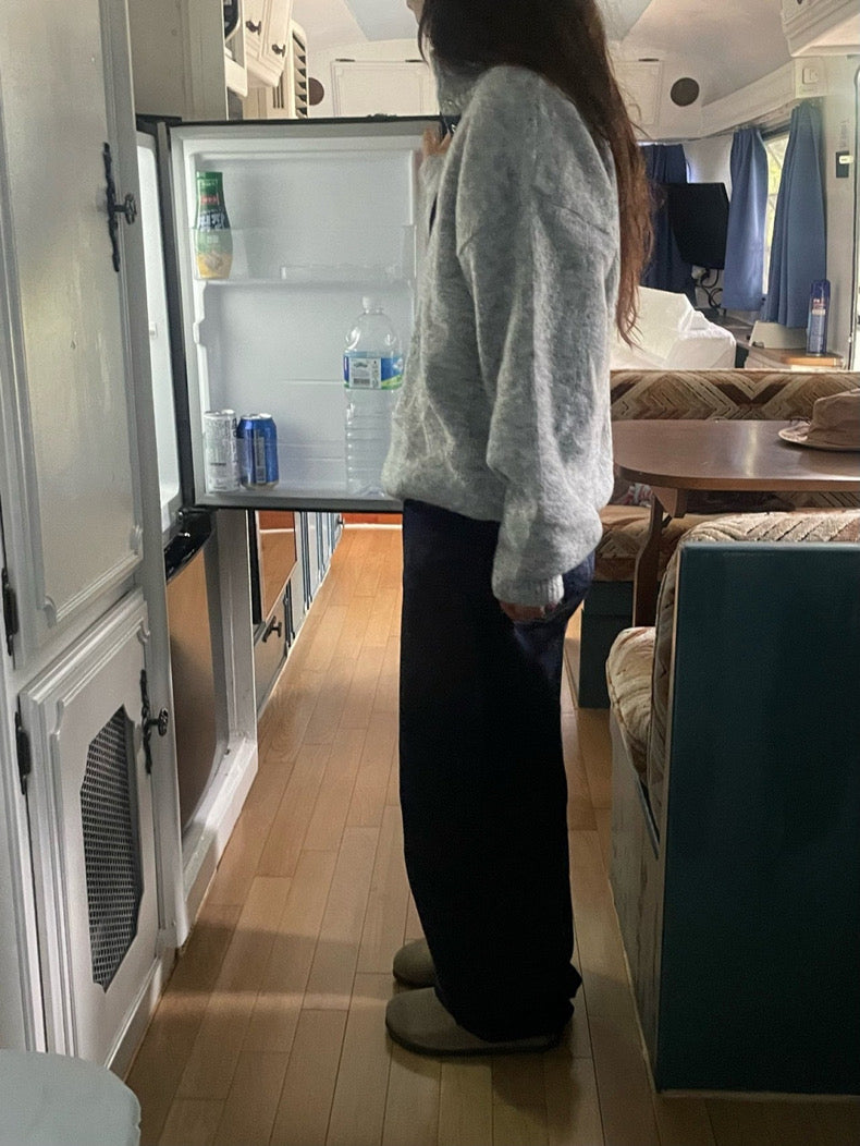 Retro Stand Collar Concealed Button Casual Sweater